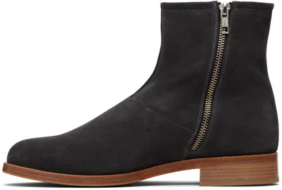 Common Projects Zipper Boot In Waxed Suede In Black