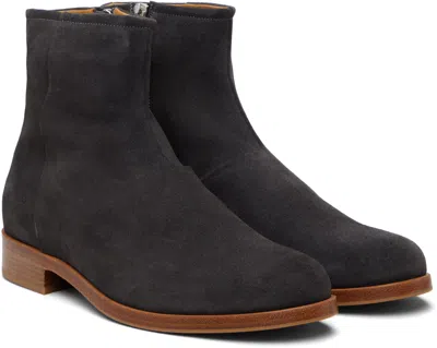 Common Projects Zipper Boot In Waxed Suede In Black