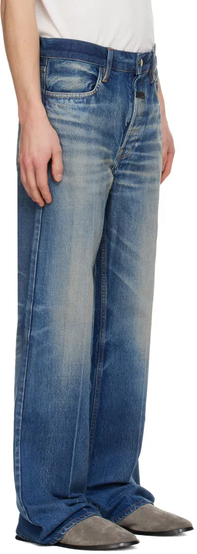 Fear Of God Blue Straight 5 Pocket Jeans In Blue