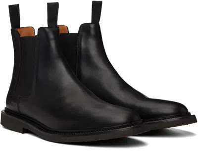 Common Projects Black Leather Chelsea Boots In Black