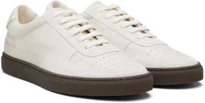 Common Projects Off-white Bball Slim Gum Brown Sole Sneakers In White