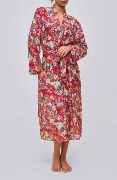 Papinelle Holly Floral Cotton Voile Maxi Robe In Multi