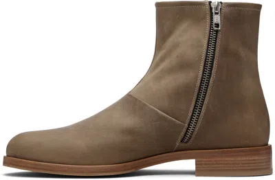 Common Projects Taupe Waxed Leather Zipper Boots In Brown