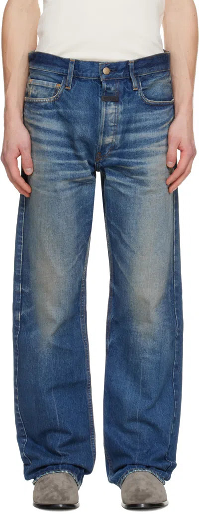 Fear Of God Blue Straight 5 Pocket Jeans In Blue