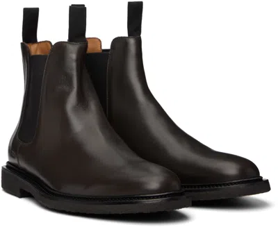 Common Projects Brown Leather Chelsea Boots In Brown