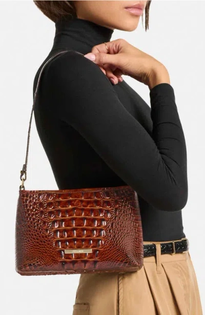 Brahmin Lorelei Croc Embossed Leather Shoulder Bag In Neutral