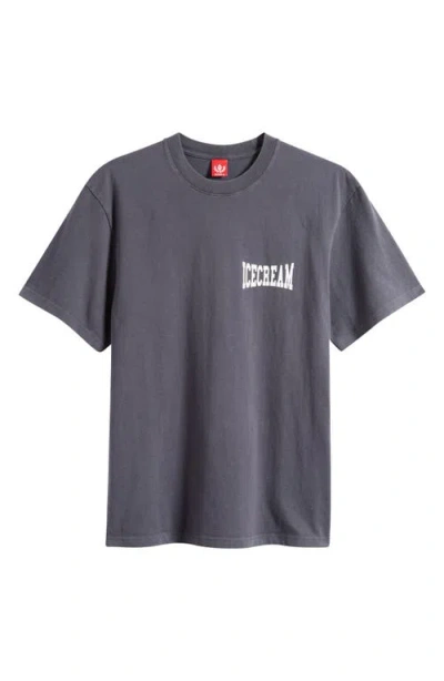 Icecream Options Oversize Cotton Graphic T-shirt In Gray