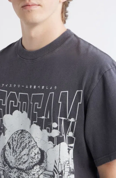 Icecream Invasion Oversize Graphic T-shirt In Gray