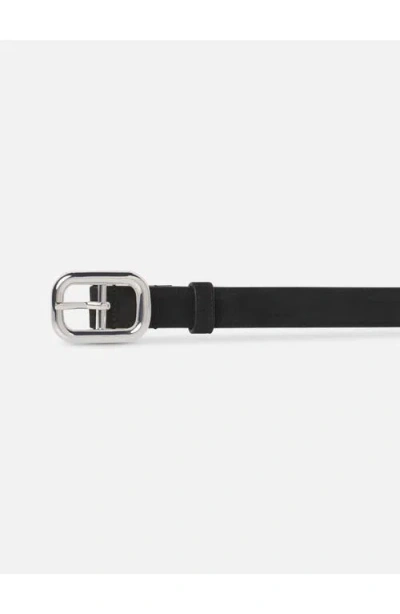 Frame The Rounded Buckle Suede Belt In Black