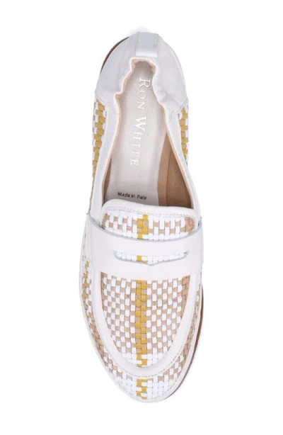 Ron White Nayomi Woven Penny Loafer In White