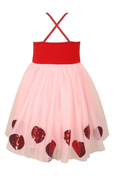 Zunie Kids' Heart Sequin Party Dress In Pink