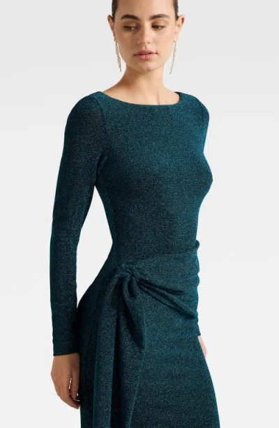 Ever New Eden Metallic Side Tie Gown In Blue