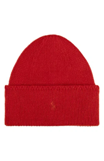 Polo Ralph Lauren Polo Player Merino Wool & Alpaca Beanie In Red