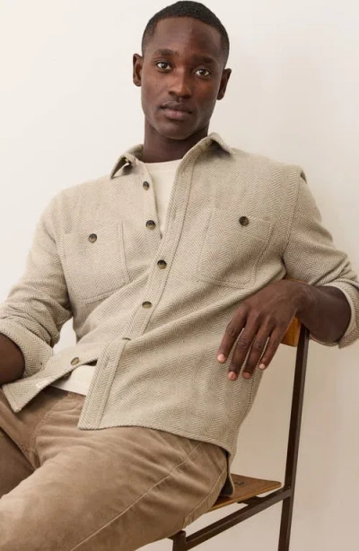 Marine Layer Pacifica Herringbone Stretch Twill Overshirt In Neutral