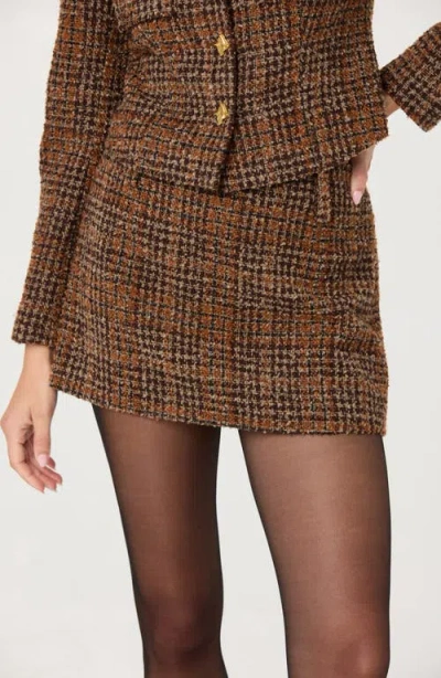 Astr The Label Kyleigh Wool Blend Tweed Miniskirt In Brown