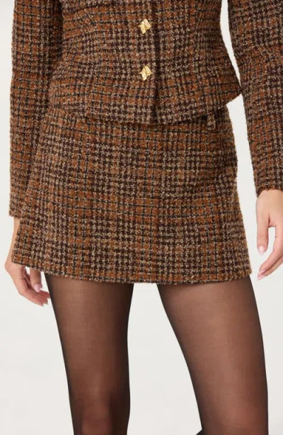 Astr The Label Kyleigh Wool Blend Tweed Miniskirt In Brown