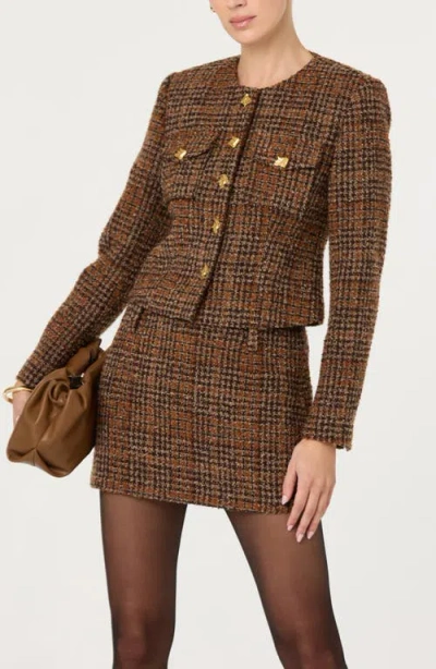 Astr The Label Kyleigh Wool Blend Tweed Miniskirt In Brown