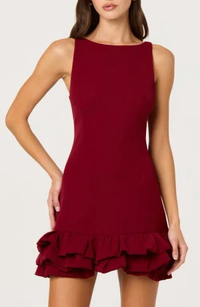Astr The Label Elexis Bubble Hem Minidress In Burgundy