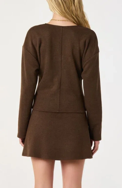 Astr The Label Herringbone Knit Top In Brown