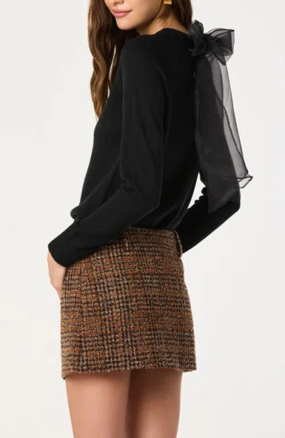 Astr The Label Organza Bow Sweater In Black