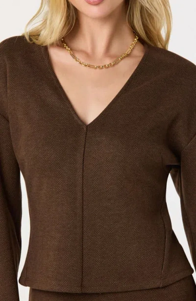Astr The Label Herringbone Knit Top In Brown