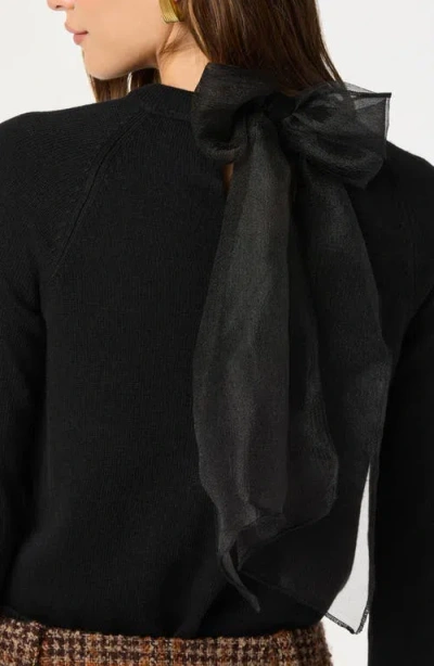 Astr The Label Organza Bow Sweater In Black