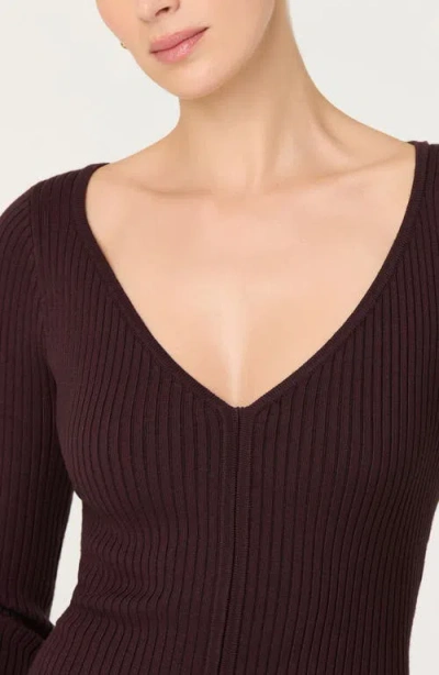 Astr The Label Glenda Long Sleeve Rib Sweater Dress In Burgundy