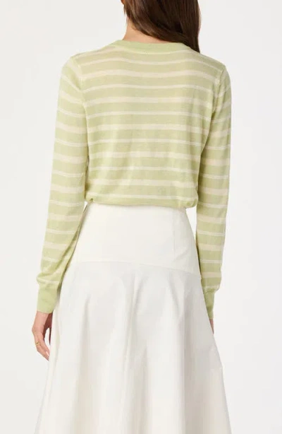 Astr The Label Stripe Crewneck Sweater In Green