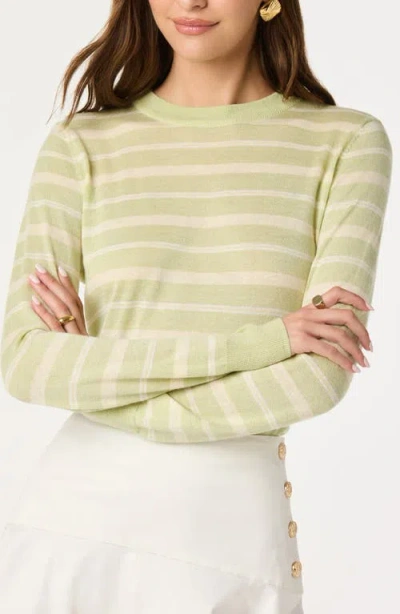 Astr The Label Stripe Crewneck Sweater In Green