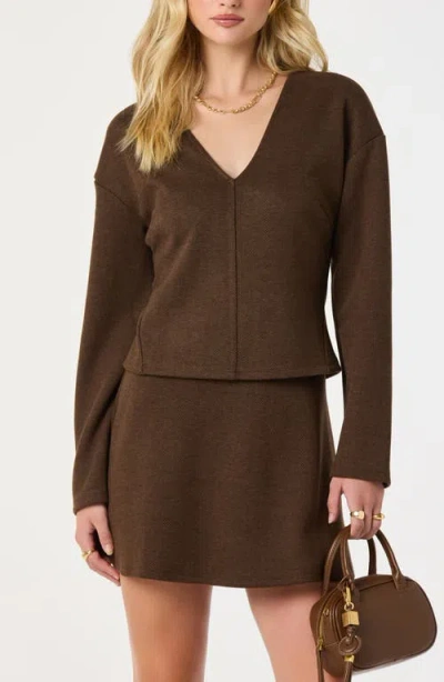 Astr The Label Swing Knit Miniskirt In Brown