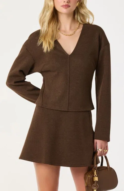 Astr The Label Swing Knit Miniskirt In Brown