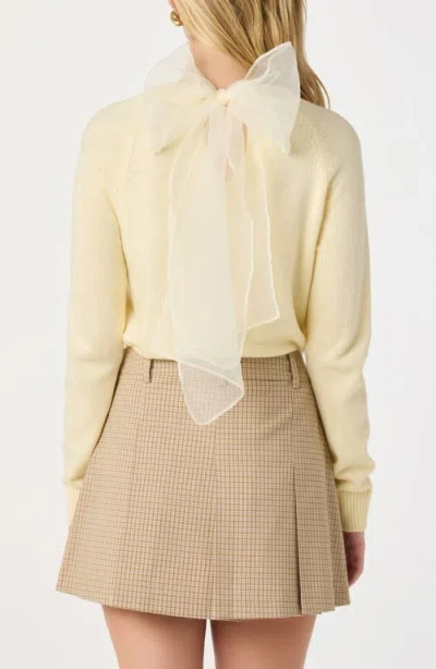 Astr The Label Organza Bow Sweater In White