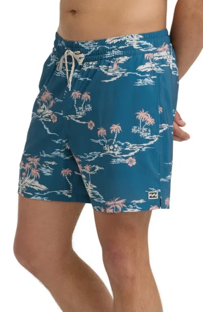 Billabong Lineup Layback Swim Trunks In Blue