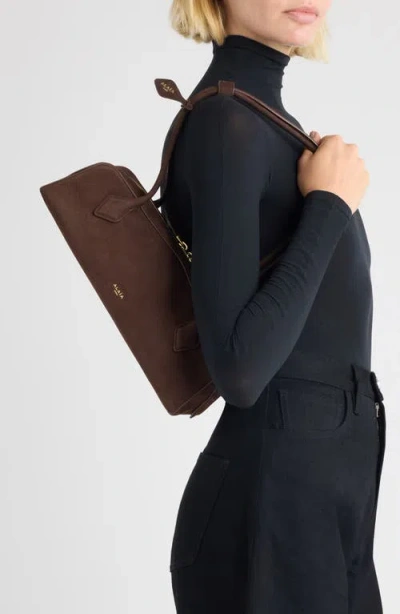 Alaïa Medium Le Teckel Suede East/west Shouder Bag In Brown