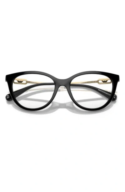 Emporio Armani 53mm Cat Eye Optical Glasses In Black