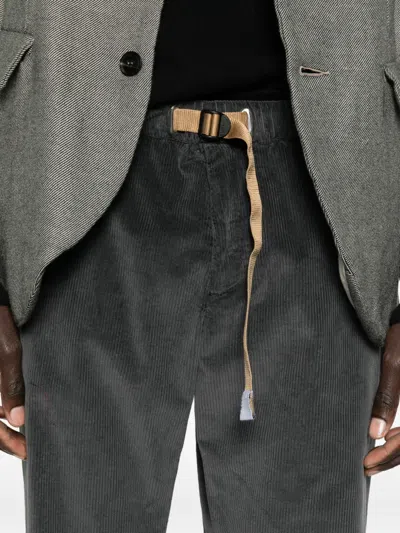 White Sand Corduroy Straight-leg Trousers In Black