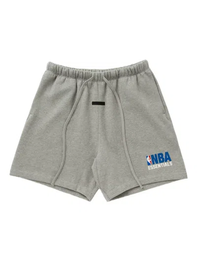 Essentials Drawstring Graphic Shorts In Gray