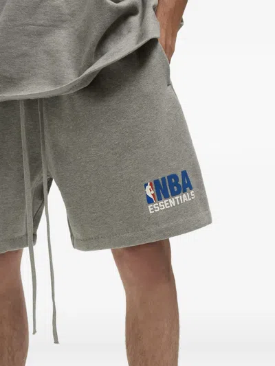 Essentials Drawstring Graphic Shorts In Gray