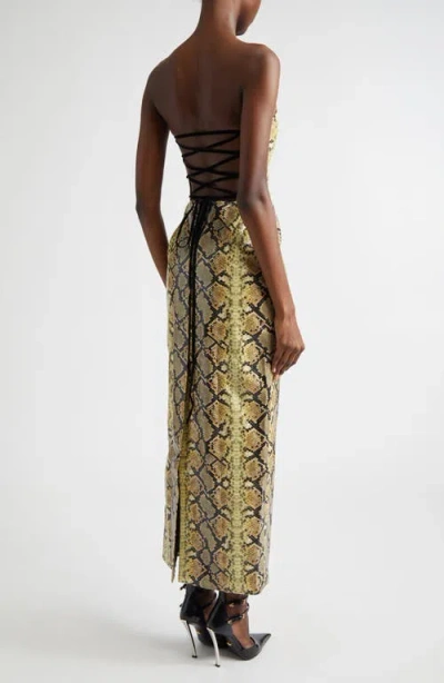 Kim Shui Mitchell Snakeskin Embossed Faux Leather Dress In Animal Print