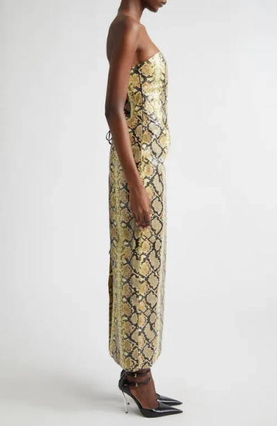 Kim Shui Mitchell Snakeskin Embossed Faux Leather Dress In Animal Print