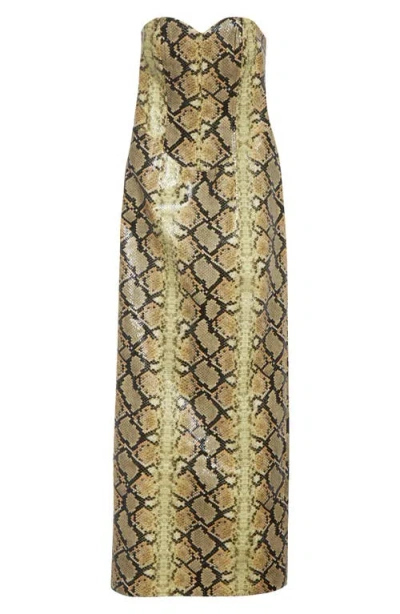 Kim Shui Mitchell Snakeskin Embossed Faux Leather Dress In Animal Print