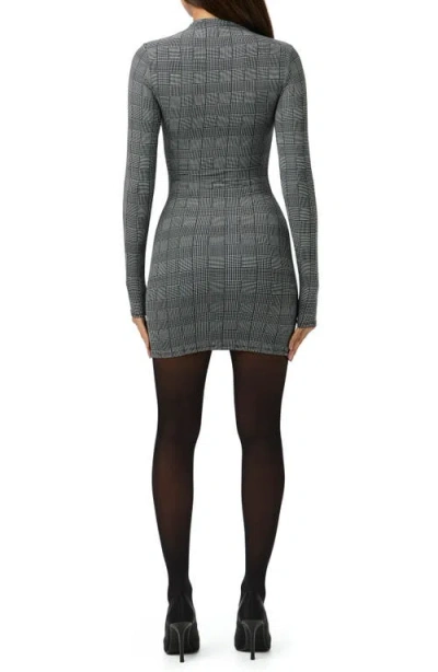 Naked Wardrobe Leopard Print Long Sleeve Body-con Minidress In Gray