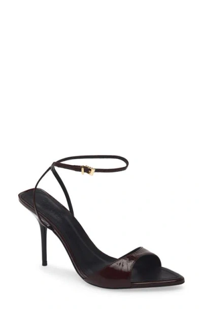 Schutz Elodie Ankle Strap Slide Sandal In Burgundy