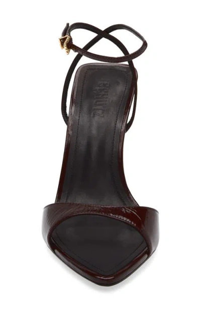 Schutz Elodie Ankle Strap Slide Sandal In Burgundy