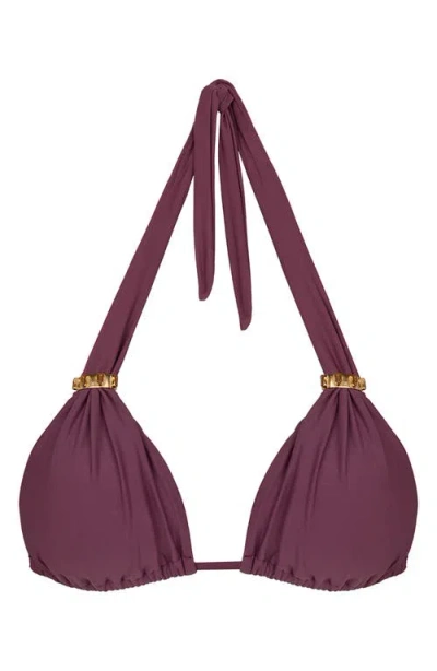 Vix Paula Hermanny Bia Tube Solid Halter Bikini Top In Purple