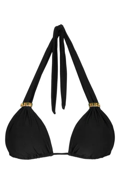 Vix Paula Hermanny Bia Tube Solid Halter Bikini Top In Black