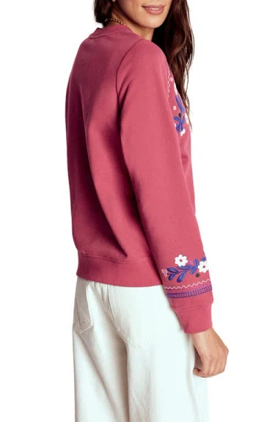 Boden Hannah Embroidered Floral Sweatshirt In Pink