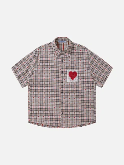 Aelfric Eden Crochet Heart Pocket Plaid Shirt In Multi