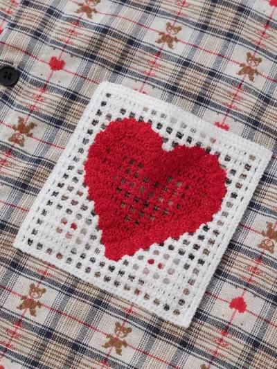 Aelfric Eden Crochet Heart Pocket Plaid Shirt In Multi
