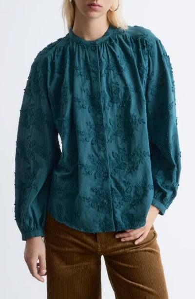 & Other Stories Floral Appliqué Blouse In Gray